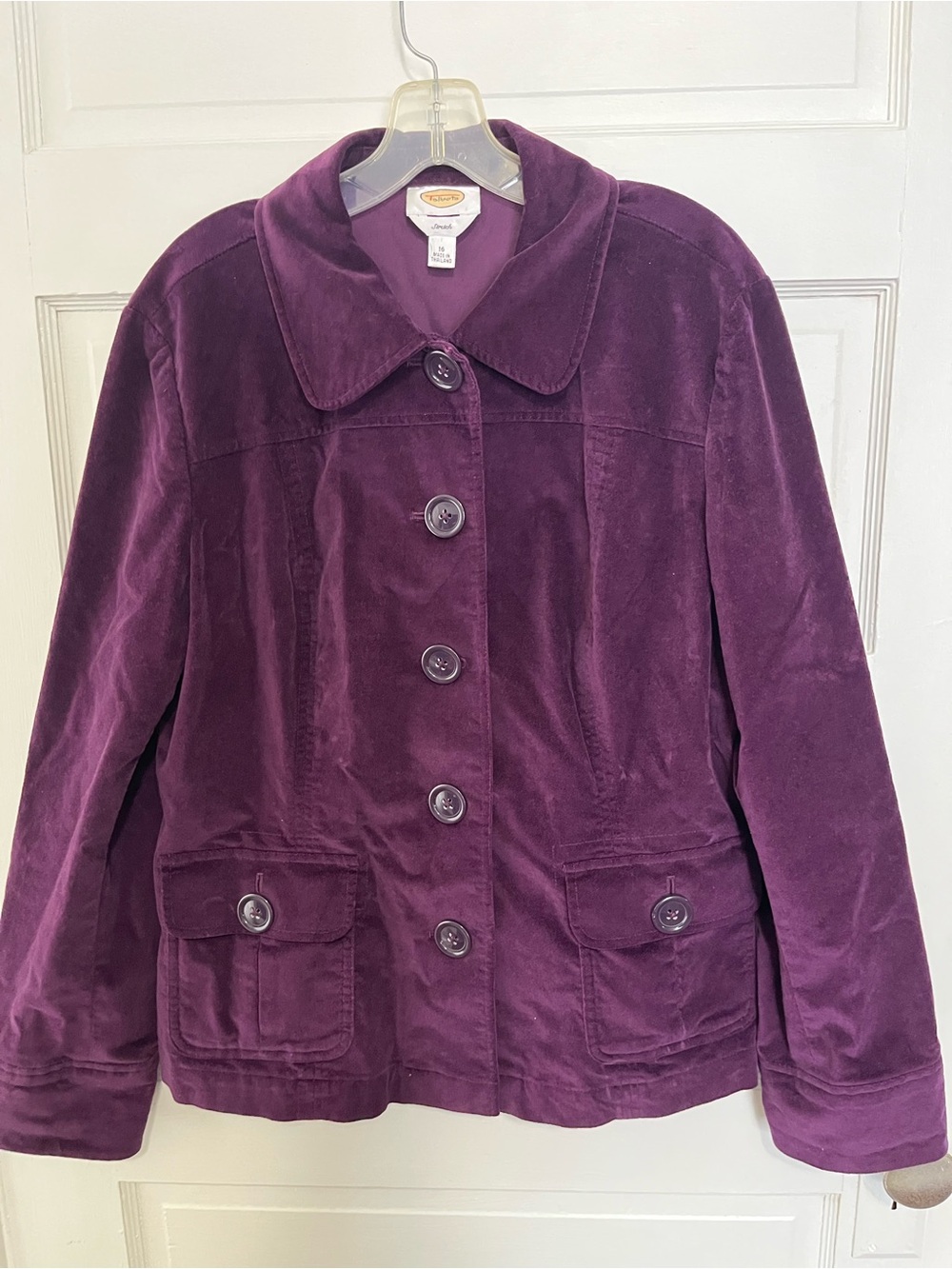 Talbots Velvet Button-Front Jacket in Deep Plum 16